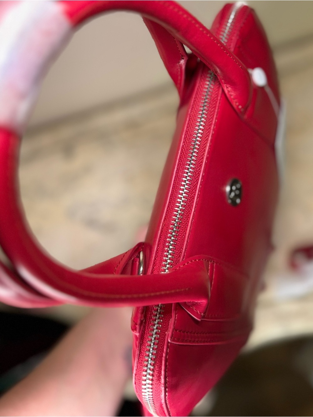 Jessica Moore Red Leather Tote Bag- crossbody - Picture 9 of 10
